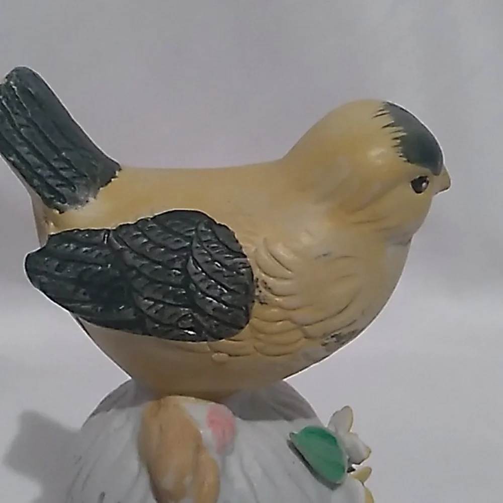 Vintage Yellow Finch Bird Bone-china Bell (S1)